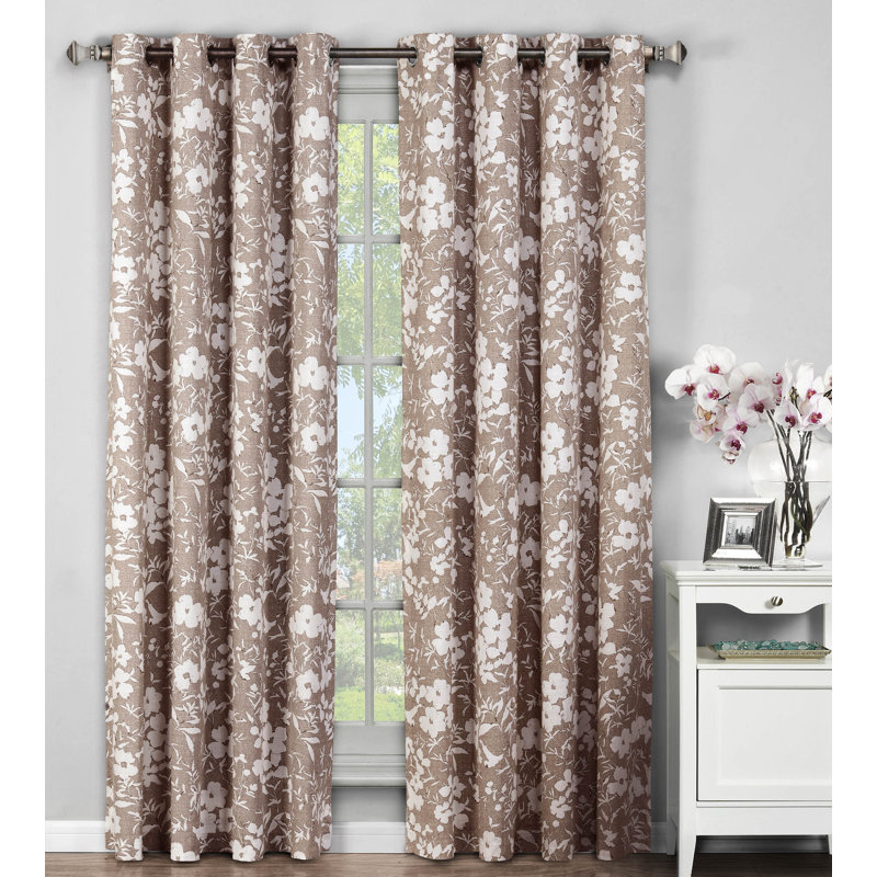 Window Elements Bohemian Nature/Floral Sheer Grommet Curtain Panels